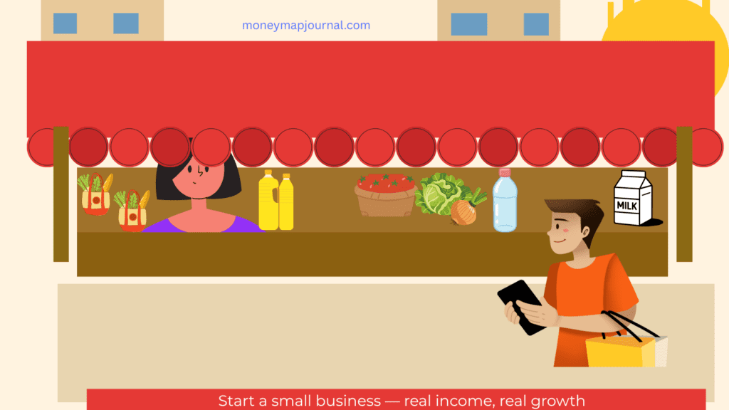 investing for beginners guide to starting a small business market stall selling groceries and everyday goods