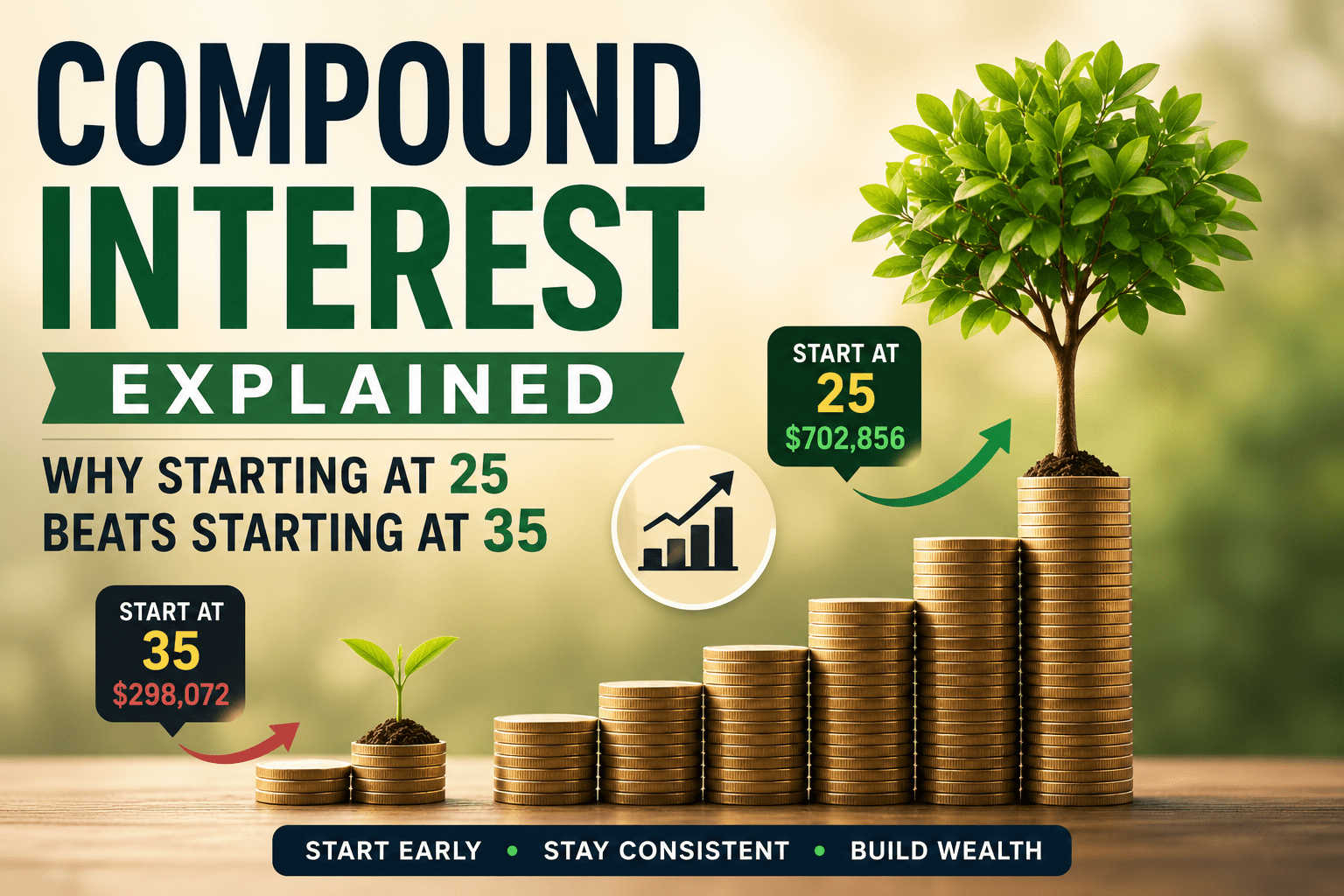 Compound Interest Explained: Why Starting at 25 Beats Starting at 35